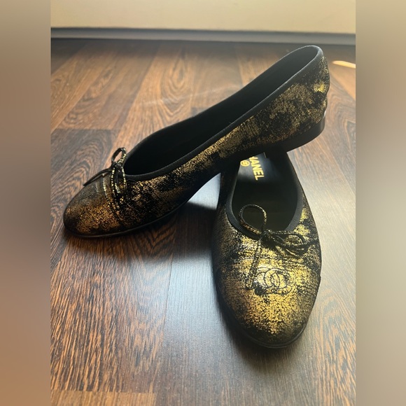 CHANEL METALLIC BALLET FLATS BALLERINA FLATS SIZE 42 - Picture 3 of 10